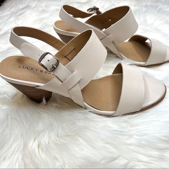 Lucky Brand Vaneesha stacked heel sandal 10 leather Boho Inspired - Picture 9 of 15